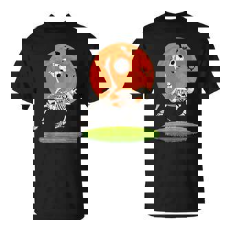 Soccer Skeleton Overhead Kick Soccer Player Halloween Moon T-Shirt - Monsterry