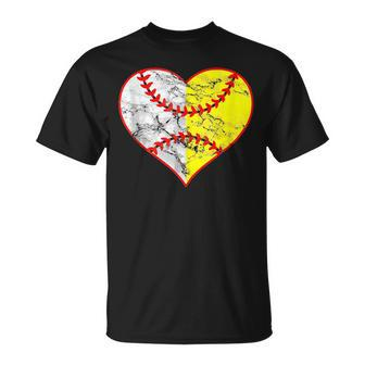 Softball Baseball Heart Mom Dad Women Mothers Day 2023 Gifts For Mom Funny Gifts Unisex T-Shirt | Mazezy