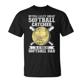 Softball Catcher Dad Pitcher Fastpitch Coach Fathers Day Unisex T-Shirt - Seseable