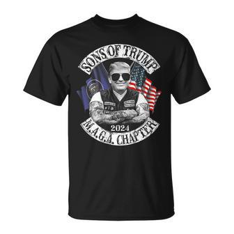 Sons Of Trump Maga Chapter 2024 On Back Maga Funny Gifts Unisex T-Shirt | Mazezy