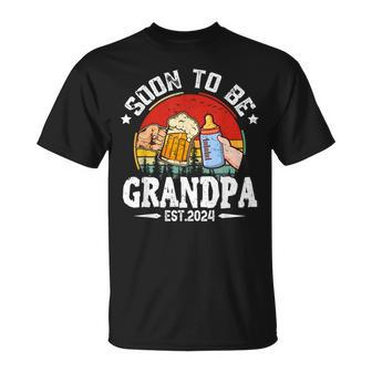 Soon To Be Grandpa 2024 Retro Pregnancy Announcement Dad T-Shirt