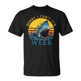 Sorry I Cant Its Week Funny Vintage Shark Gifts Week 2023 Gifts For Shark Lovers Funny Gifts Unisex T-Shirt | Mazezy