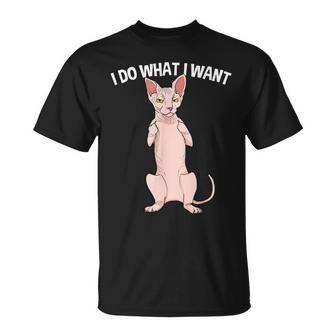 Sphynx Cat Showing Middle Finger I Do What I Want T-Shirt | Mazezy