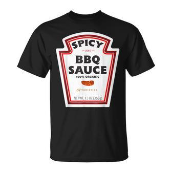 Spicy Bbq Sauce Bottle Label Group Halloween Costume T-Shirt - Seseable