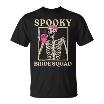 Spooky Bride Squad Skeleton Halloween Bachelorette Party T-Shirt - Thegiftio UK