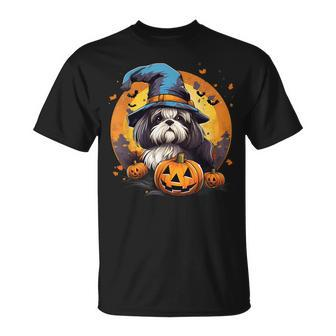 Spooky Shih Tzu Dog Witch Halloween T-Shirt - Seseable