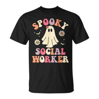 Spooky Social Worker Halloween School Social Work Ghost T-Shirt - Thegiftio UK