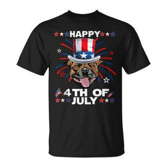 Staffordshire Bull Terrier Dog Patriotic 4Th Of July Dogs Unisex T-Shirt | Mazezy