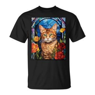 Stained Glass Style European Shorthair Cat T-Shirt | Mazezy