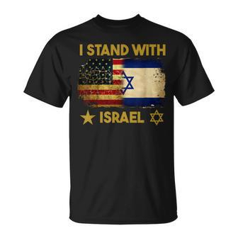I Stand With Israel I Stand With Israel America Flag T-Shirt | Mazezy