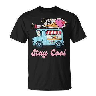 Stay Cool Ice Cream Van Summer Beach Vacay Ice Cream Cone Unisex T-Shirt | Mazezy