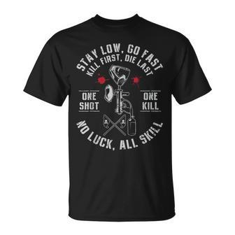 Stay Low Go Fast Paintball Players Slogan Men T-Shirt | Mazezy