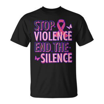 Stop Violence End The Silence Domestic Violence Awareness T-Shirt - Seseable