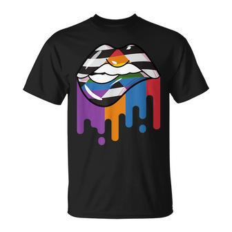 Straight Alliance Lips Proud Gift Straight Ally Pride Flag Unisex T-Shirt | Mazezy
