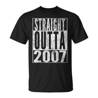 Straight Outta 2007 17Th Birthday 17 Years Old T-Shirt | Mazezy