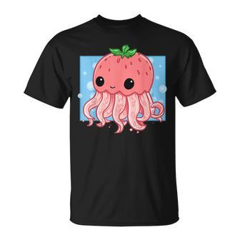 Strawberry Jellyfish Cute Kawaii Uwu Ocean Pink Aesthetic Unisex T-Shirt | Mazezy