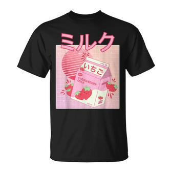 Strawberry Milk Shake Carton Funny Retro 90S Japanese Kawaii 90S Vintage Designs Funny Gifts Unisex T-Shirt | Mazezy