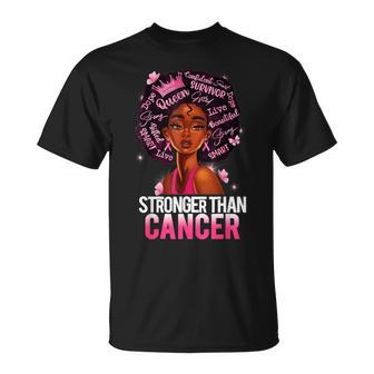 Stronger Than Cancer Black Queen Breast Cancer Pink Ribbon T-Shirt - Thegiftio UK
