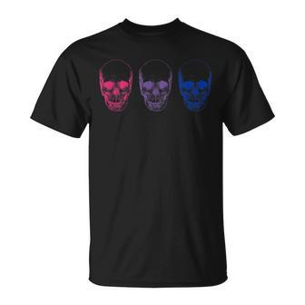 Subtle Bisexual Pride Goth Bi Pride Flag Skull Unisex T-Shirt | Mazezy