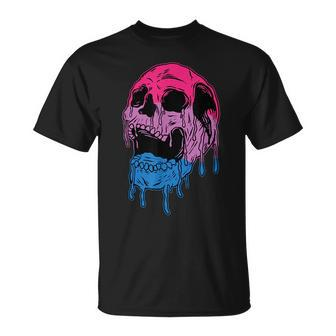 Subtle Bisexual Skull Bi Pride Flag Bisexuality Unisex T-Shirt | Mazezy