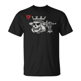 Suicide King Of Hearts Skull Wearing Crown Poker T-Shirt | Mazezy