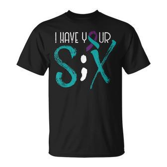Suicide Prevention Awareness Semicolon Six Support T-Shirt | Mazezy