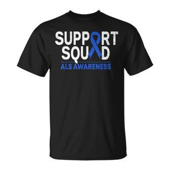 Support Squad Als Awareness Month Blue Ribbon Support Team Unisex T-Shirt | Mazezy AU
