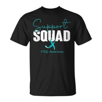 Support Squad Teal Ribbon Ptsd Awareness Unisex T-Shirt | Mazezy