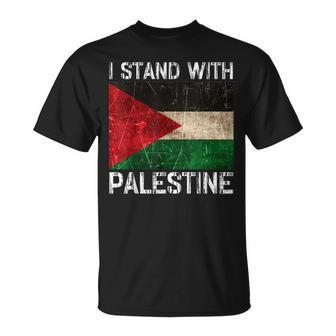 Support I Stand With Palestine Free Palestine Flag Arabic T-Shirt - Seseable