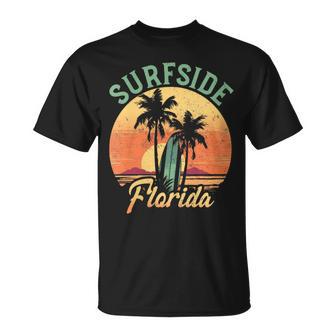Surfside Florida Retro Surfer Vintage Beach T-Shirt | Mazezy