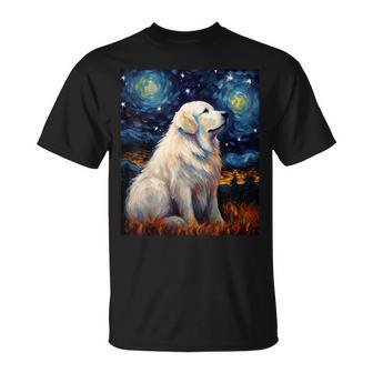 Surreal Starry Night Great Pyrenees Dog T-Shirt - Seseable