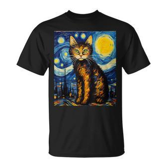Surrealism Starry Night Donskoy Cat T-Shirt | Mazezy