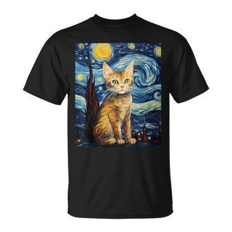 Surrealism Starry Night European Shorthair Cat T-Shirt | Mazezy