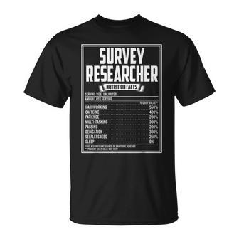 Survey Researcher Nutrition Facts T-Shirt | Mazezy