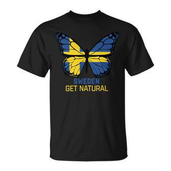 Sweden Buttlerfly Flag Unisex T-Shirt - Monsterry