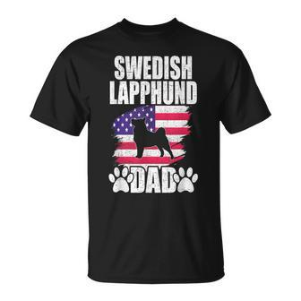 Swedish Lapphund Dad Dog Lover American Us Flag T-Shirt | Mazezy