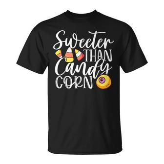 Sweet Than Candy Corn Hilarious Halloween Candy Corn Kids Halloween Candy T-Shirt | Mazezy