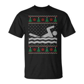 Swimming Ugly Christmas Sweater T-Shirt | Mazezy