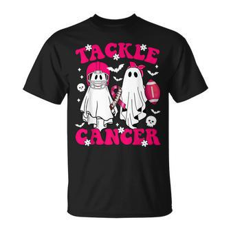 Tackle Breast Cancer Football Ghost Pink Halloween T-Shirt | Mazezy