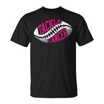 Tackle Football Ball Pink Ribbon Breast Cancer Awareness T-Shirt