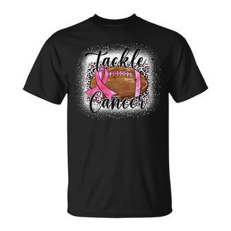 Tackle Football Pink Ribbon Leopard Breast Cancer Awareness T-Shirt | Mazezy