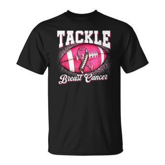 Tackle Football Pink Ribbon Warrior Breast Cancer Awareness T-Shirt - Monsterry UK