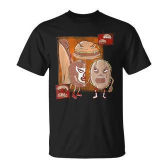 Taco And Torta Vs Hamburger And Hotdog Funny Mexican Unisex T-Shirt | Mazezy DE