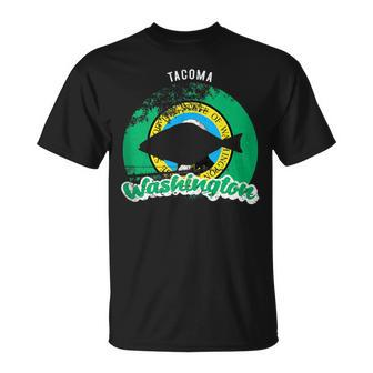 Tacoma Washington Flag Pride Halibut Pnw Fisherman Sailors Unisex T-Shirt | Mazezy