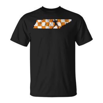 Tennessee State Flag Knoxville Orange Quarterback Outline T-Shirt - Seseable