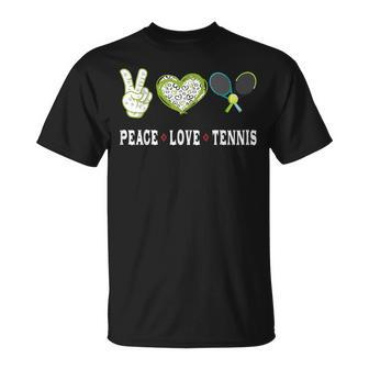 Tennis Lovers Player Fans Peace Love Tennis Tennis Funny Gifts Unisex T-Shirt | Mazezy
