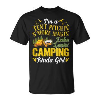 Tent Pitching Smore Making Lake Loving Camping Kinda Girl Gift For Womens Unisex T-Shirt | Mazezy DE