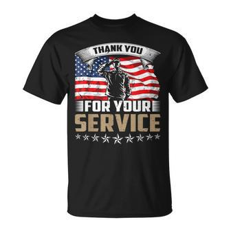 Thank You For Your Service American Flag Veteran Day T-Shirt - Seseable