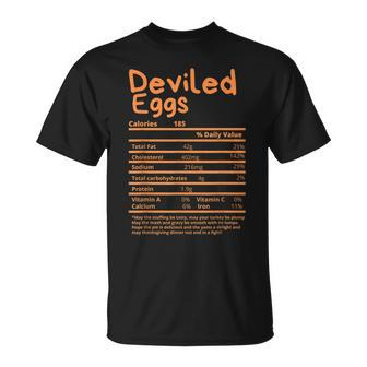 Thanksgiving Deviled Eggs Nutritional Facts Label Foods Unisex T-Shirt | Mazezy