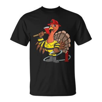 Thanksgiving Firefighter Turkey - Proud Fireman Gift Unisex T-Shirt | Mazezy